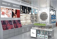 Fashion Polishing Surface Cosmetic Display Shelves With Logo And Acrylic Display Stand