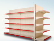 Customized Size Metal Supermarket Display Shelving With Advertising Board