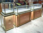 Luxury Exhibition Glass Jewelry Showcase 3 Color Lights With Locking Jewelry Display Case
