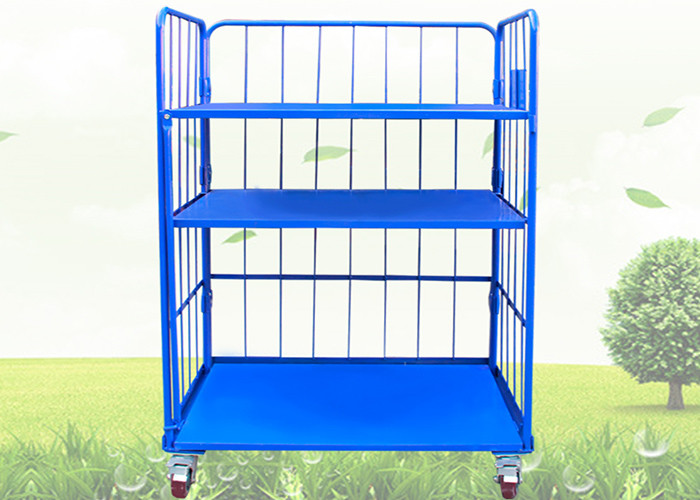 棚が付いている車輪/積み重ね可能な貯蔵のおりの青い倉庫のおり