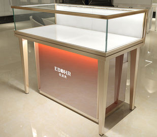 Aluminum Alloy Frame Mobile Jewelry Store Showcases Lighted Jewelry Display Case