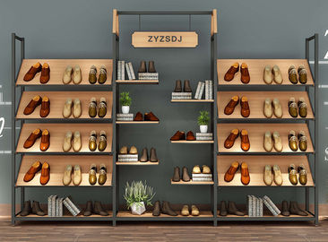 金属フレームの自由で永続的な靴の陳列だな/靴の表示壁は調節可能な層に棚に置きます